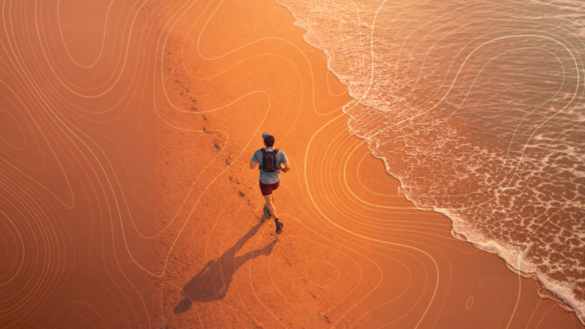 Corredor en la arena al amanecer — Sunrise 2026 Trail