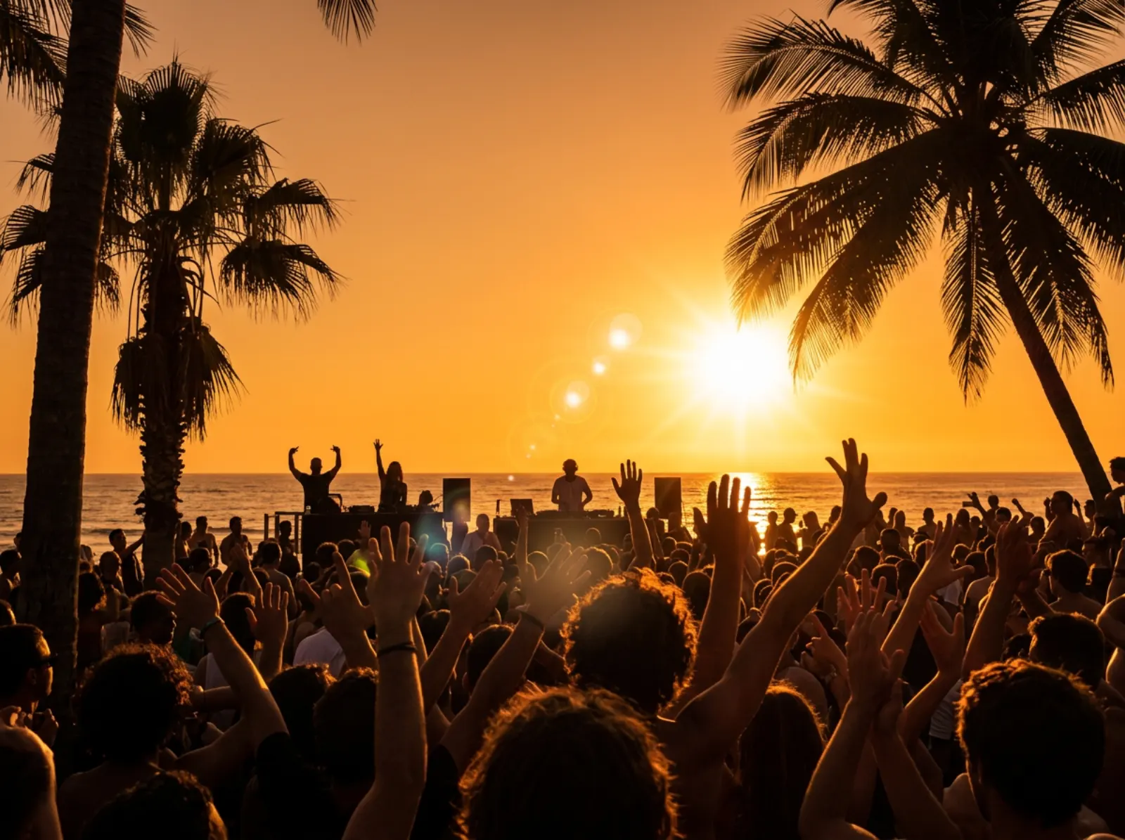 Beach club LD Hoteles al atardecer